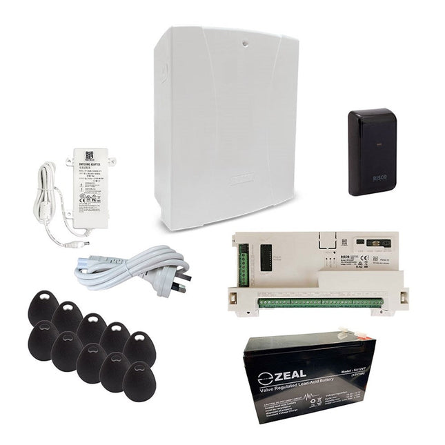 [RKLSP16D] RISCO LightSYS+ Access Kit with 1x Smart Card Reader, 10x Prox Tags, Power Supply and Backup Battery