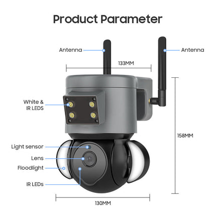 [TUYA Smart Home][4G Version][With Flood Light] Full HD 4MP Wireless WIFI Full Color Day & night IP65 Outdoor PTZ Security Camera - Polar Tech Australia
