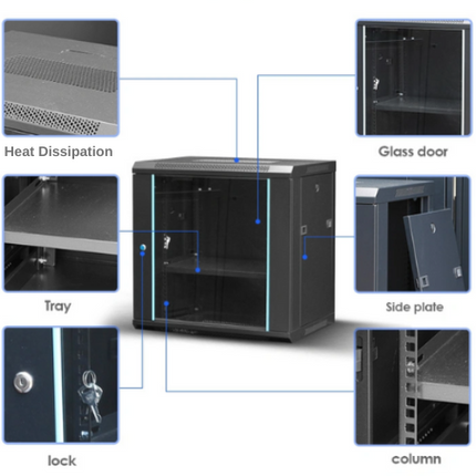 [Assembled] 6U 9U 12U Heavy Duty Network Server CCTV PoE Switch Wall Mount Cabinet Rack Lockable Enclosure - Polar Tech Australia